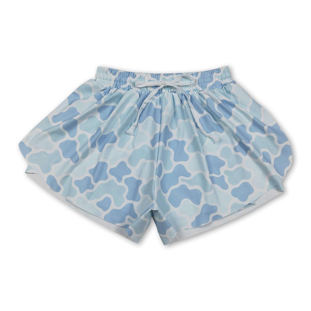 Light blue camo adult women summer active shorts