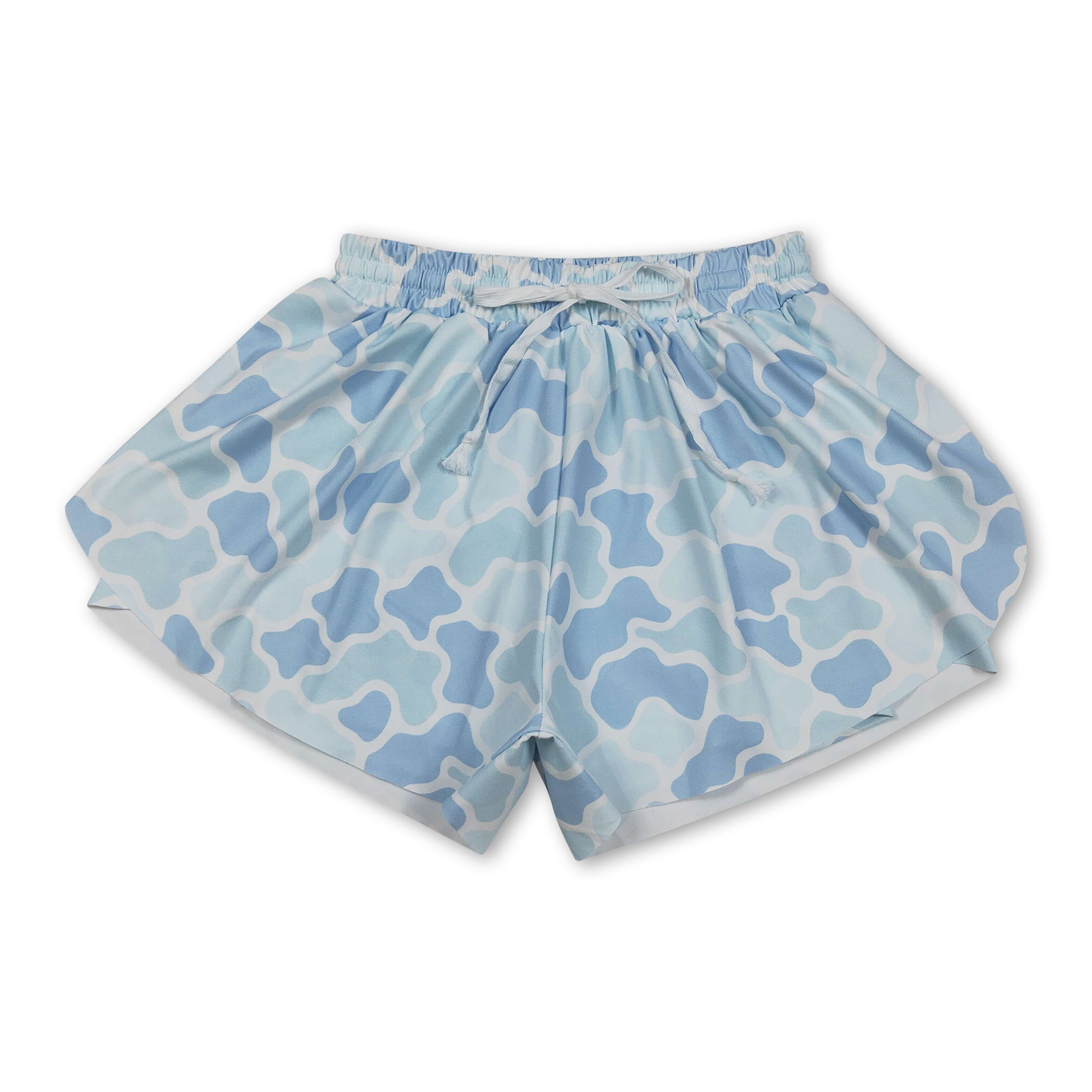 Light blue camo adult women summer active shorts