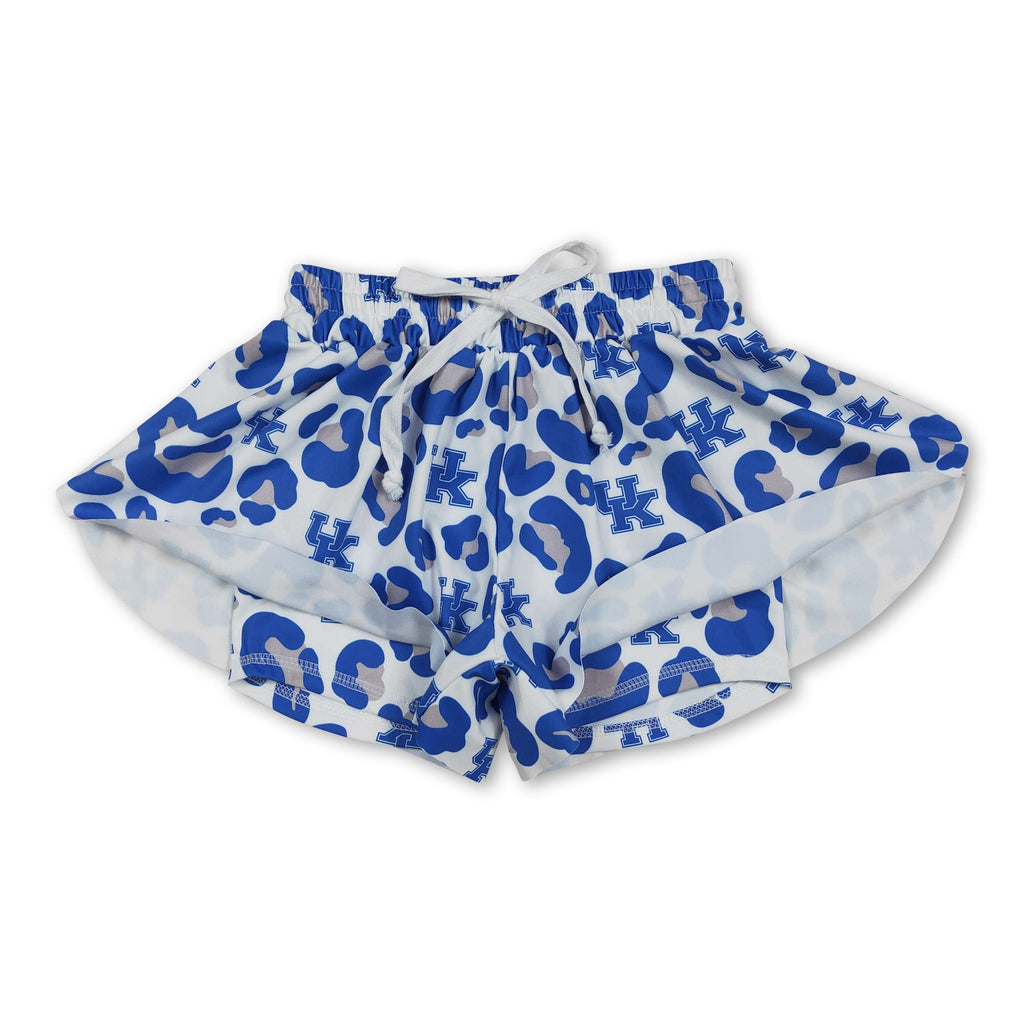 Blue leopard U K kids girls team active summer shorts