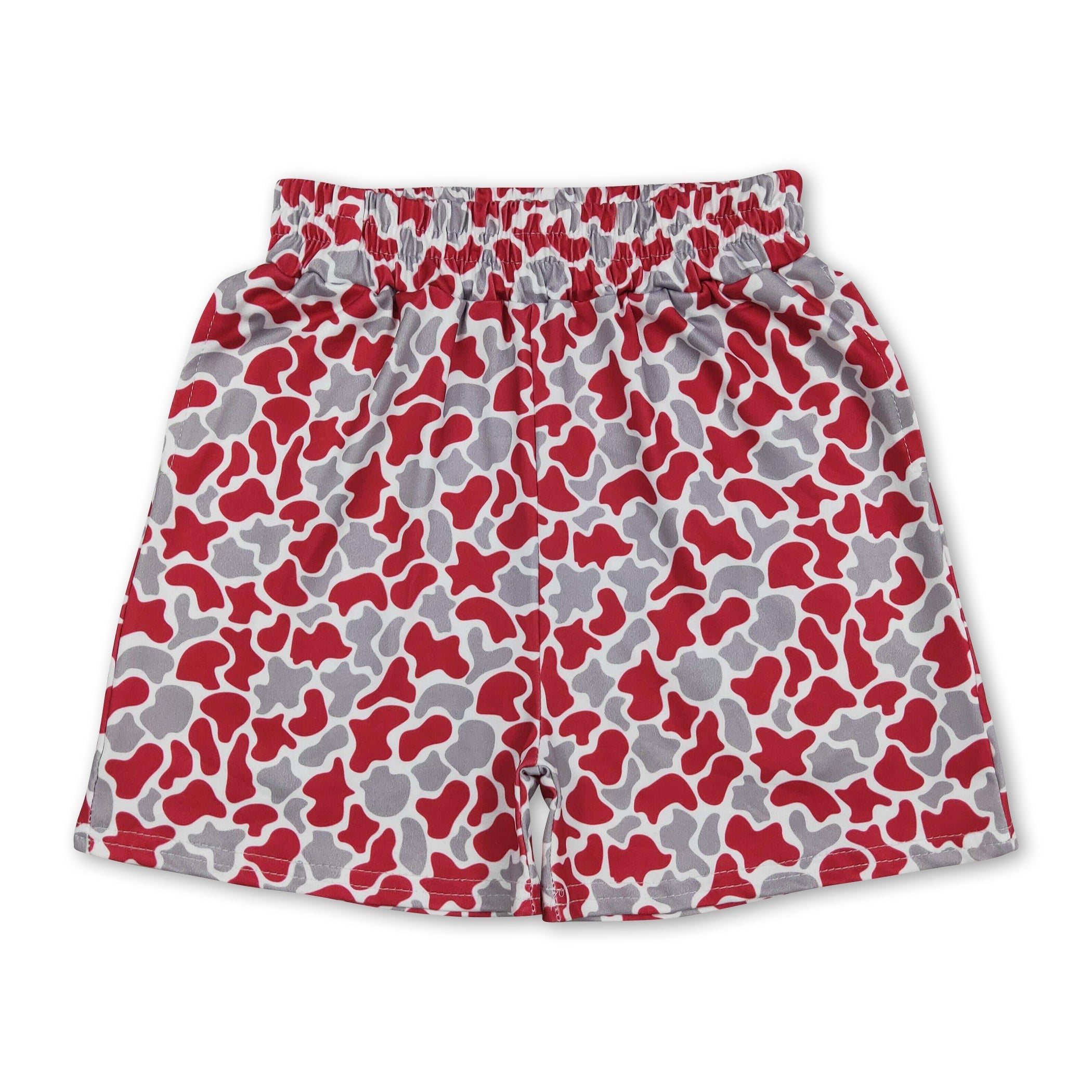 Elastic camo pockets team kids boys summer shorts