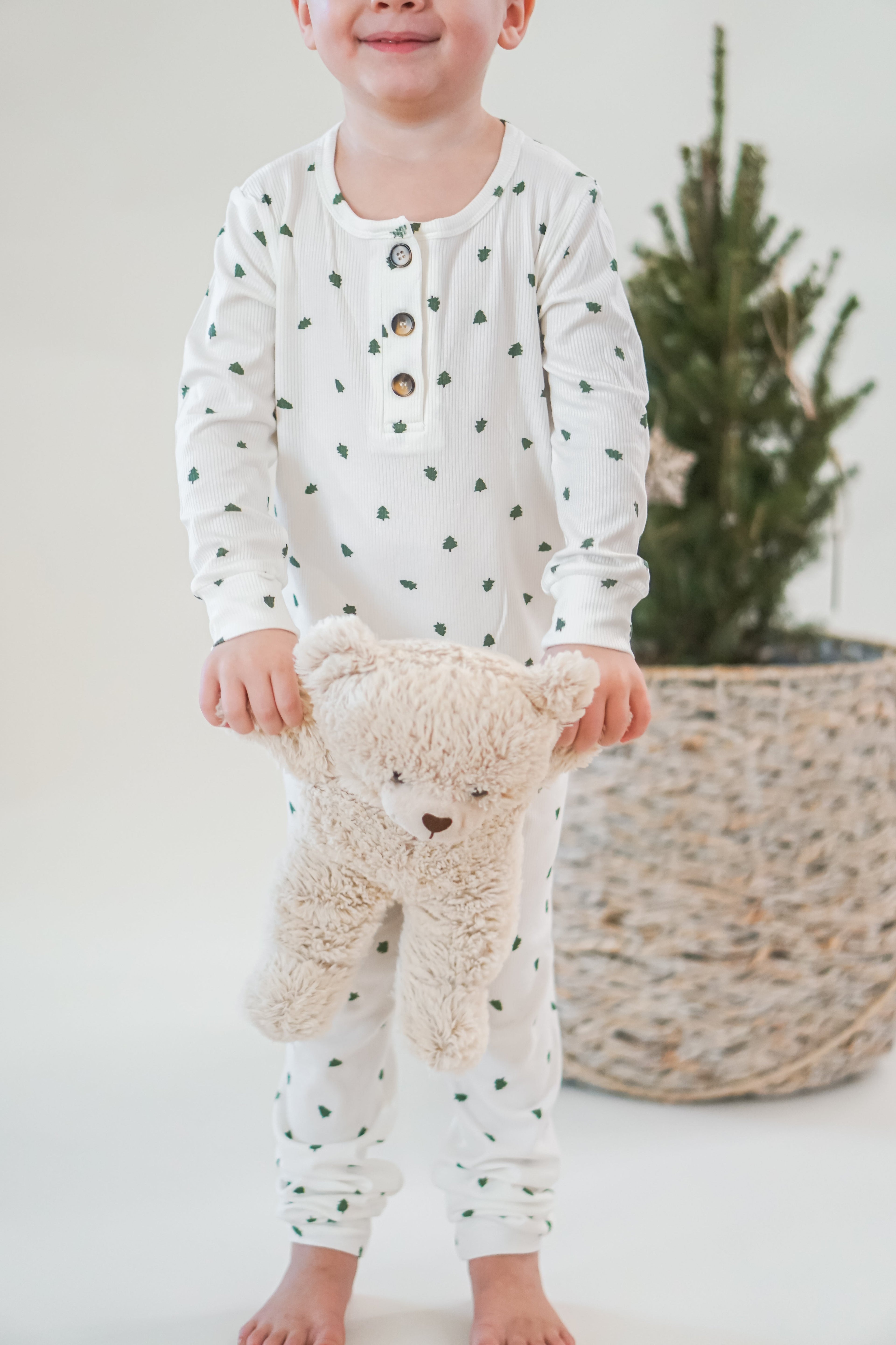 Tiny Trees Ribbed Bamboo 2pc Henley Pajamas