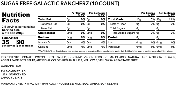 SUGAR FREE GALACTIC RANCHERZ (10 COUNT)