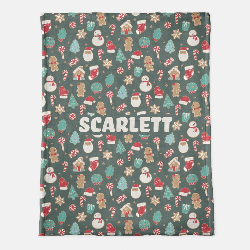 Scarlett Christmas Cookies Personalized Minky Blanket