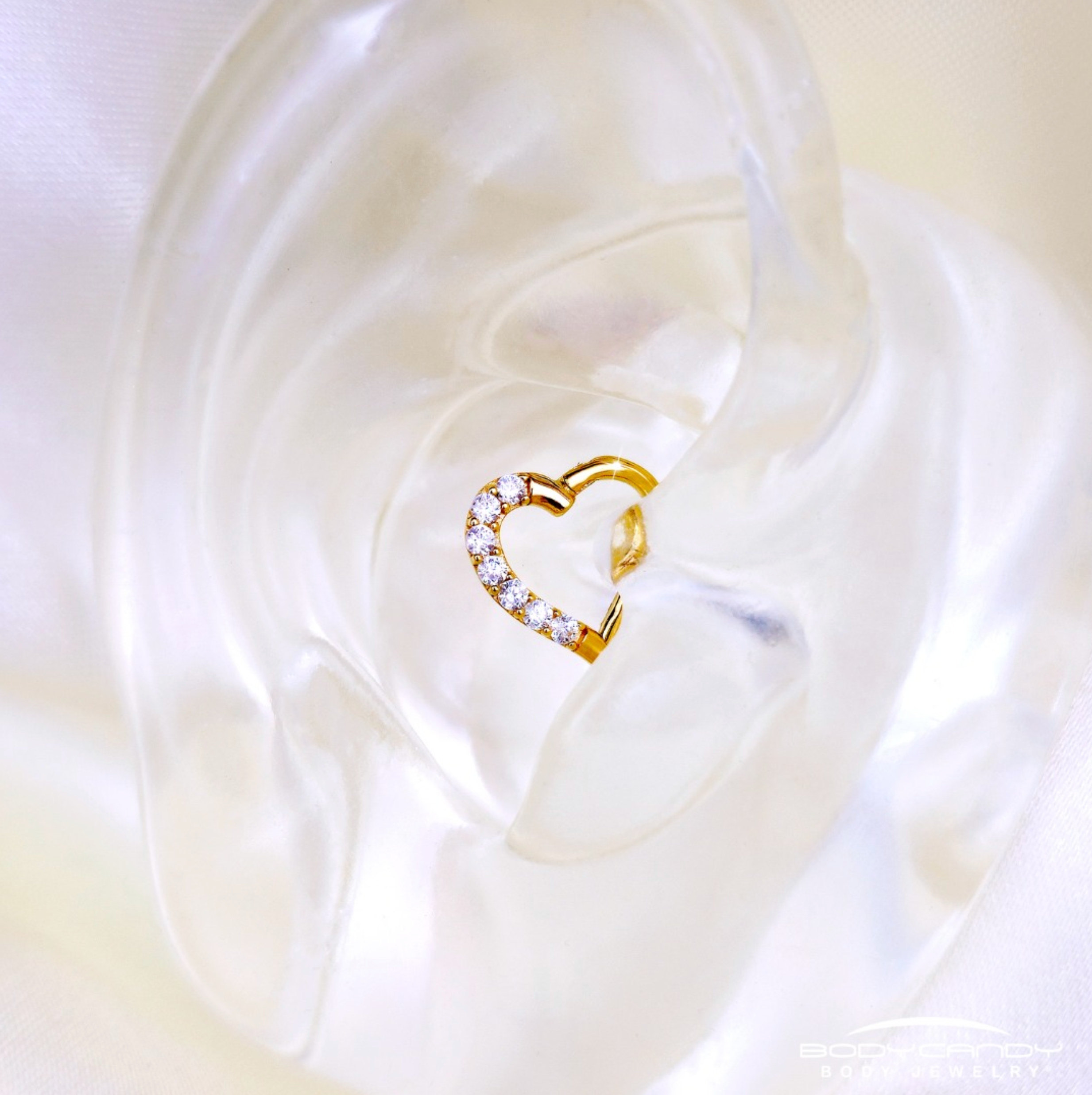 16G 5/16 14k Yellow Gold CZ Paved Ultra Luxe Right Hinged Heart Segment Ring