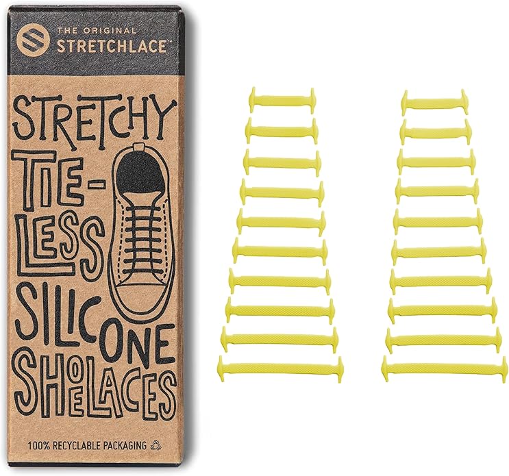 Yellow Stretchy Tieless Silicone Elastic Shoelaces | 20 Straps