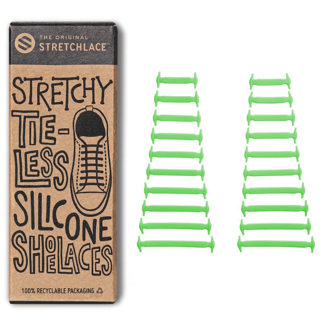 Green Stretchy Tieless Silicone Elastic Shoelaces | 20 Straps