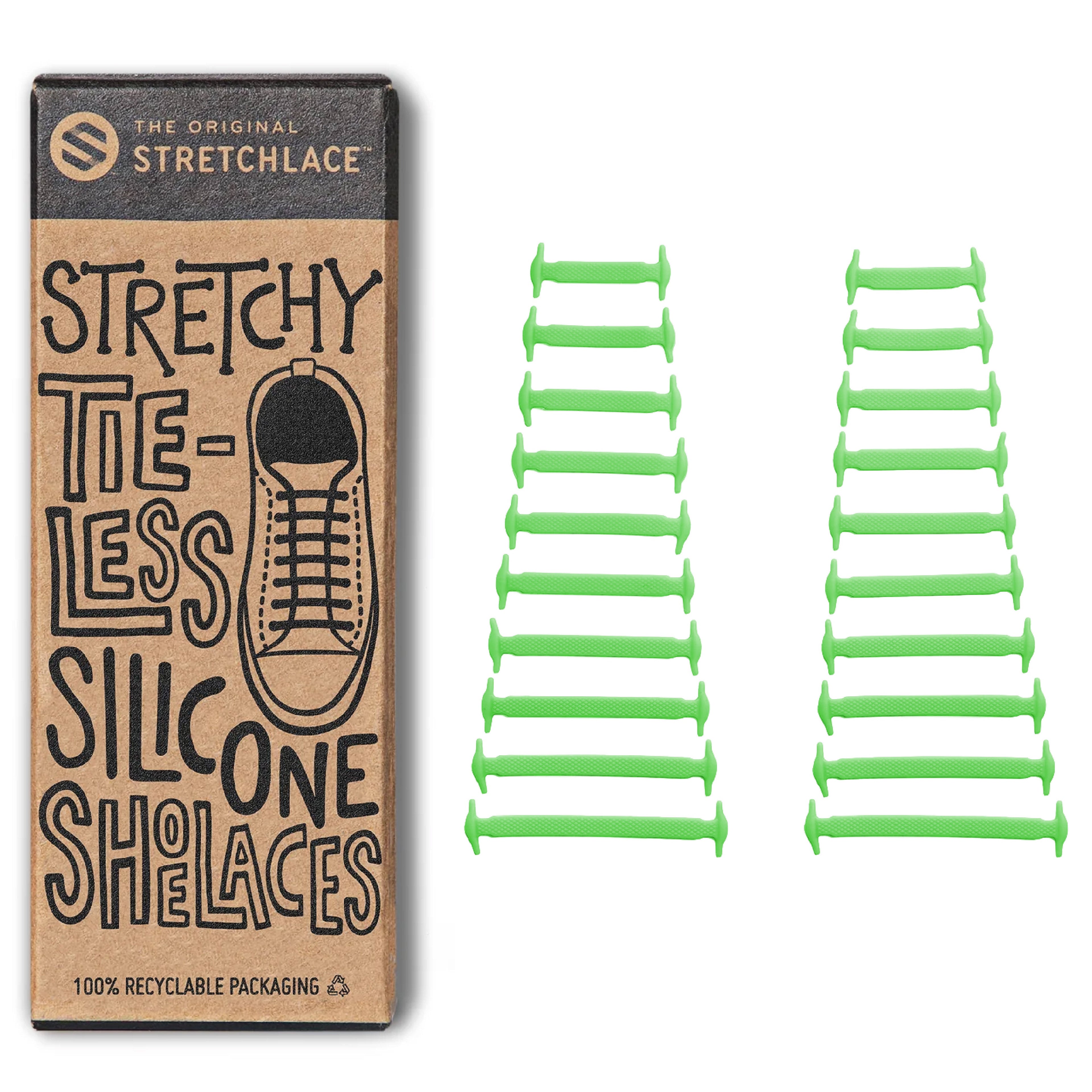 Green Stretchy Tieless Silicone Elastic Shoelaces | 20 Straps