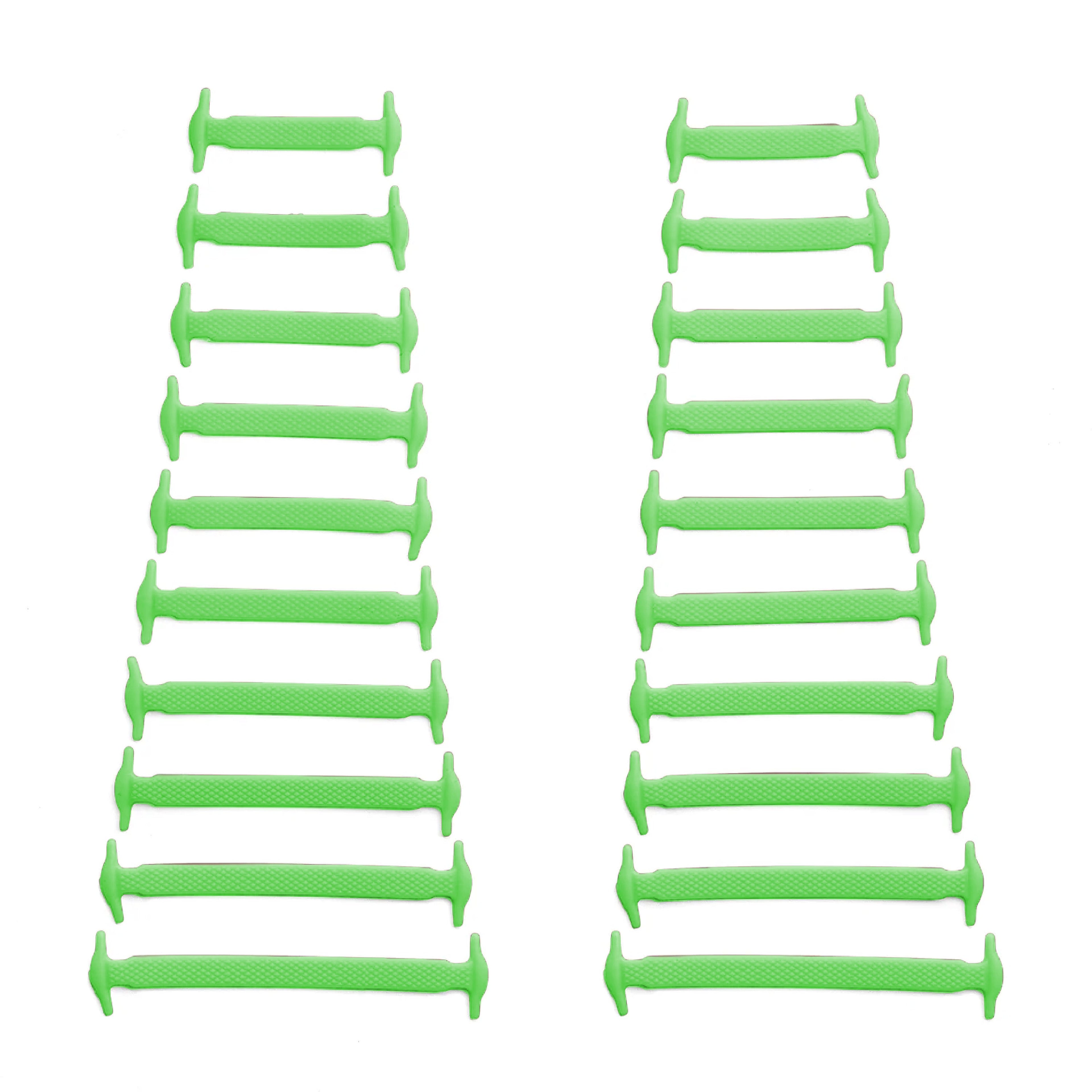 Green Stretchy Tieless Silicone Elastic Shoelaces | 20 Straps
