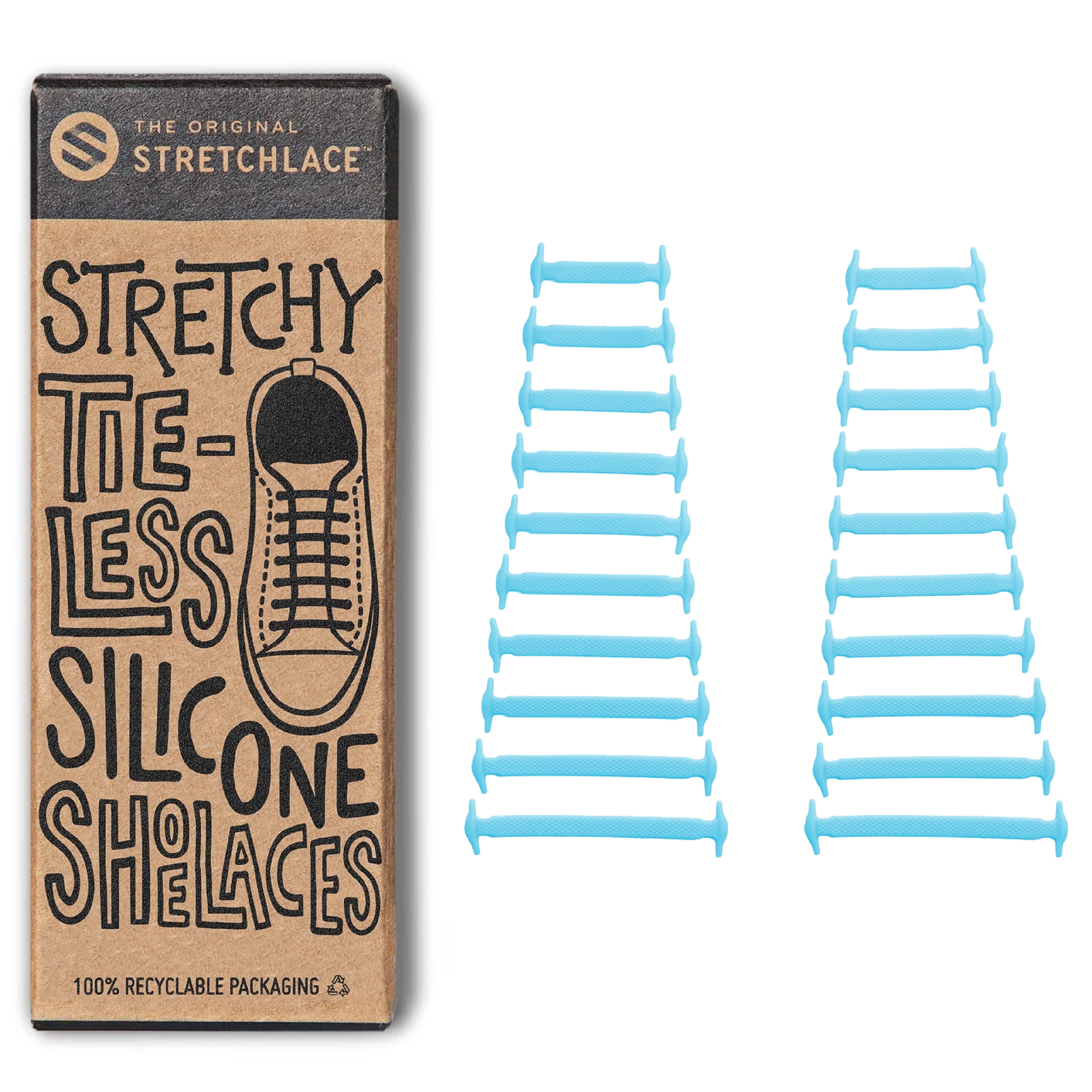 Light Blue Stretchy Tieless Silicone Elastic Shoelaces | 20 Straps