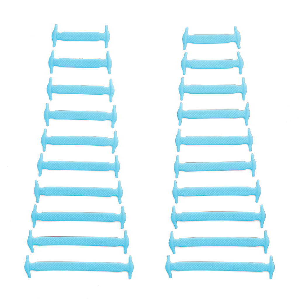 Light Blue Stretchy Tieless Silicone Elastic Shoelaces | 20 Straps