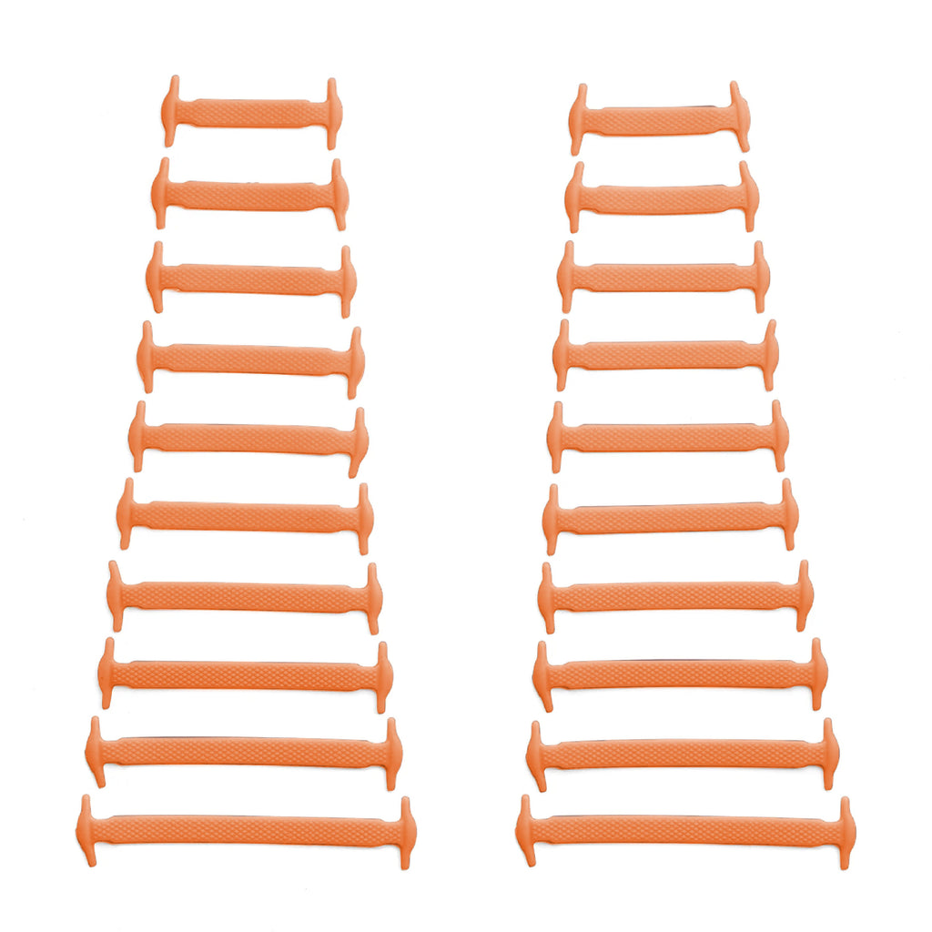 Orange Stretchy Tieless Silicone Elastic Shoelaces | 20 Straps