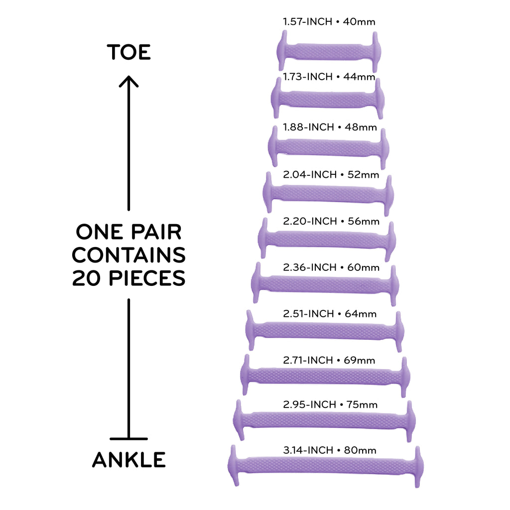Purple Stretchy Tieless Silicone Elastic Shoelaces | 20 Straps