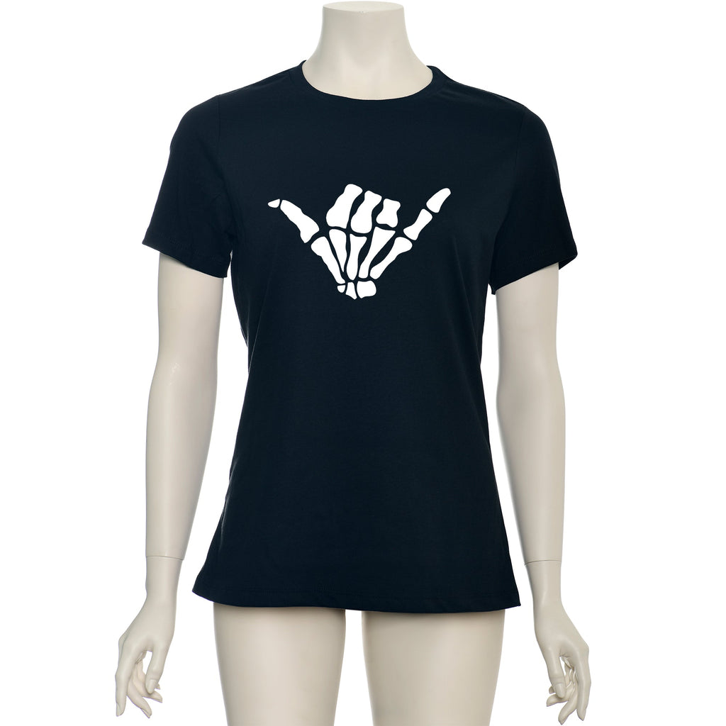 Glow in the Dark Shaka Skelelton Hand Tee Shirt