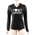 I Heart My Piercer Black Tapered Long Sleeve Hoodie