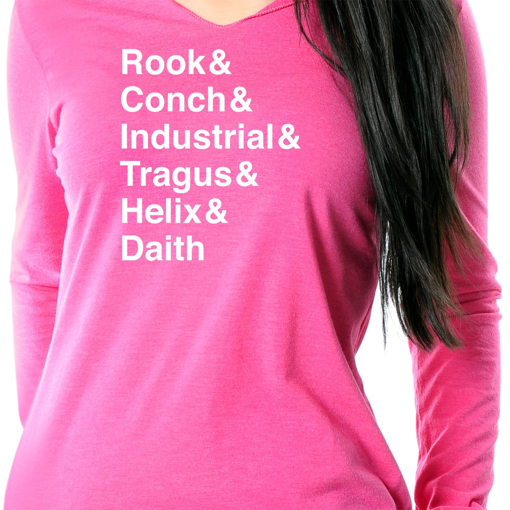 Rook & Conch & Industrial & Tragus & Helix & Daith Tapered Long Sleeve Hoodie