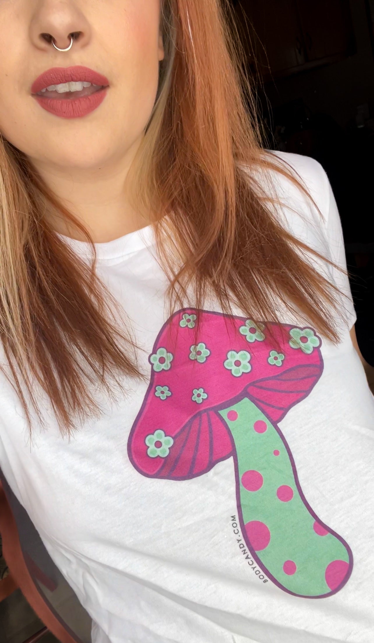 Funky Floral Mushroom Tee Shirt