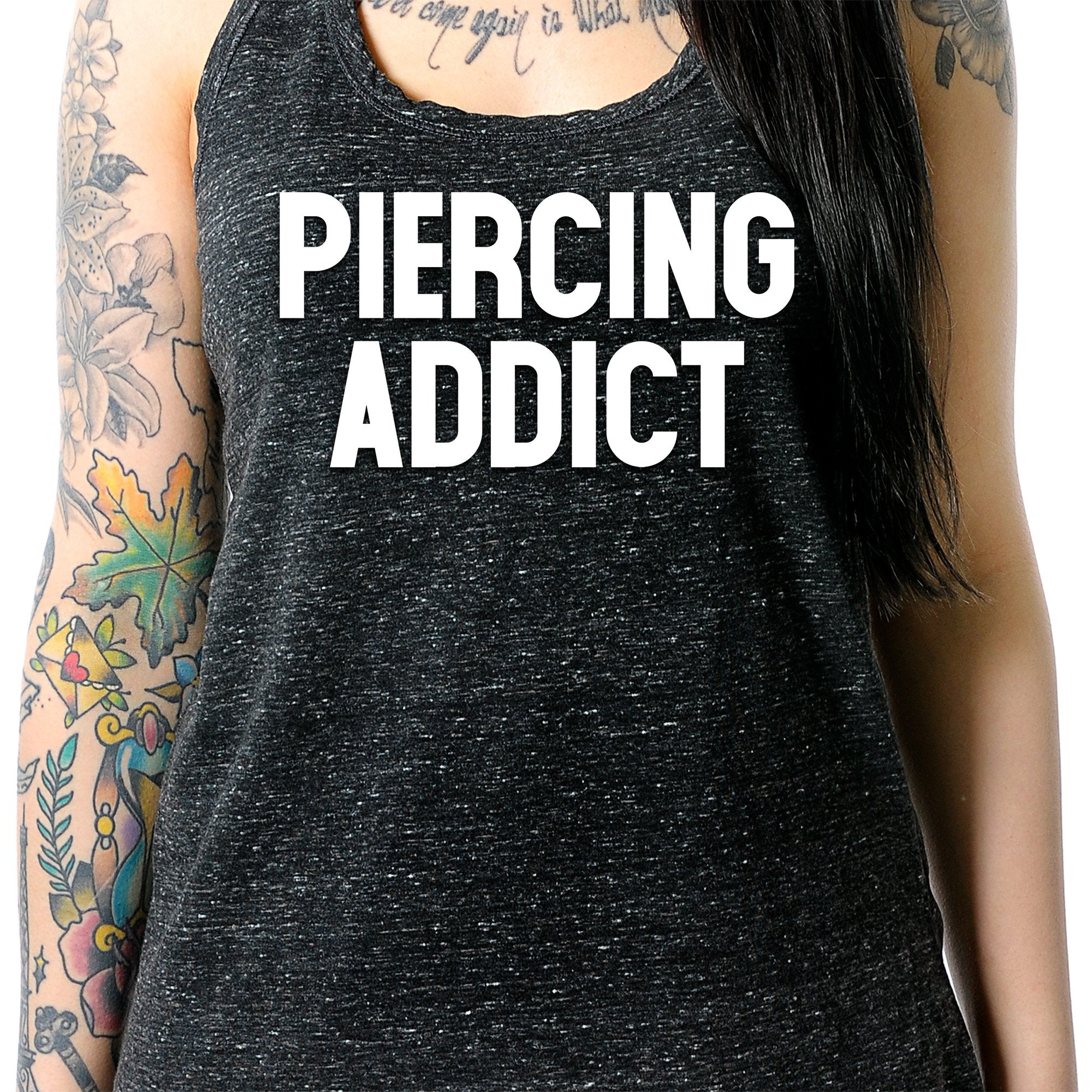 Piercing Addict Black Gray Cosmic Twist Back Tank Top
