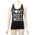 I Love My Body Mods Black Gray Cosmic Twist Back Tank Top