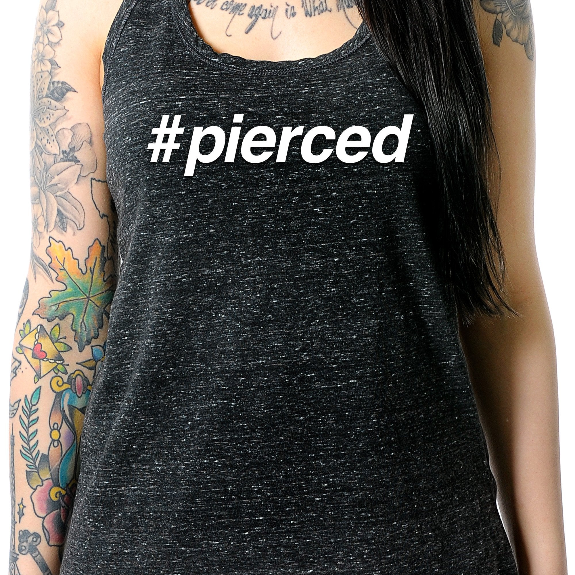 hashtag pierced Black Gray Cosmic Twist Back Tank Top