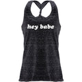 Hey Babe Black Gray Cosmic Twist Back Tank Top