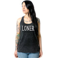 Loner Black Gray Cosmic Twist Back Tank Top