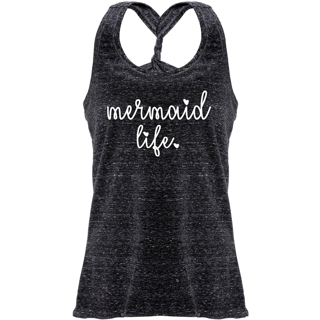 Mermaid Life Black Gray Cosmic Twist Back Tank Top