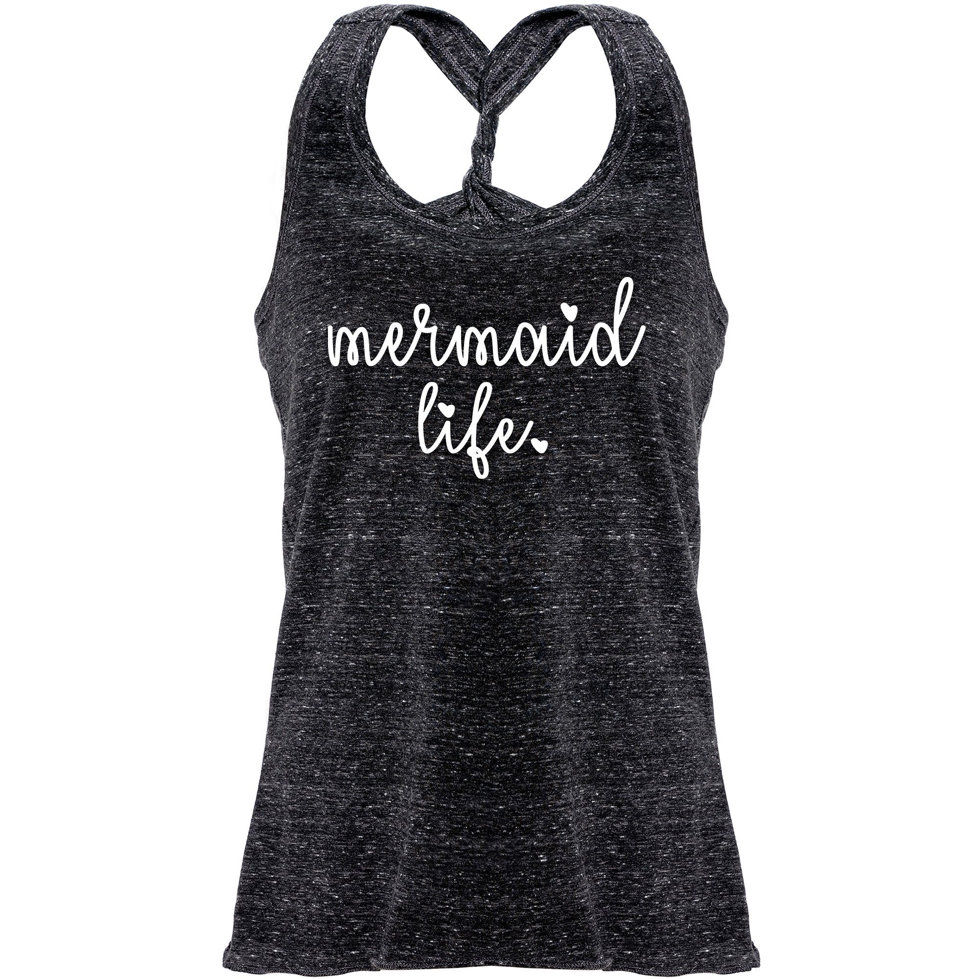 Mermaid Life Black Gray Cosmic Twist Back Tank Top