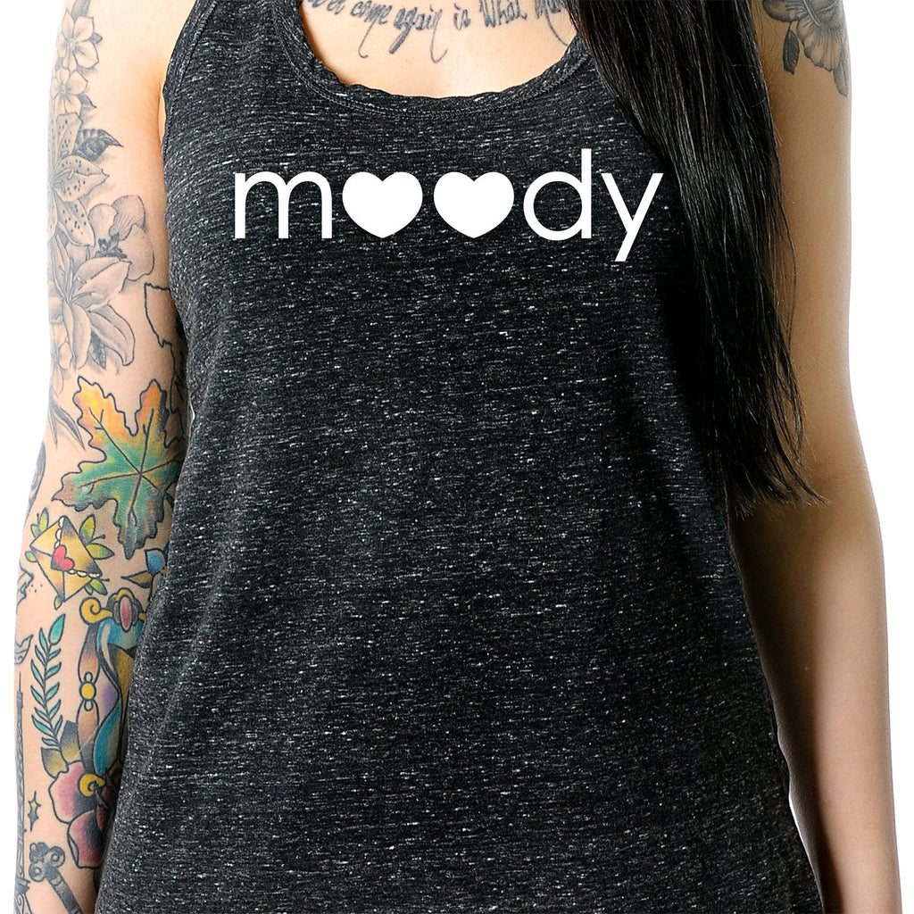 Moody Black Gray Cosmic Twist Back Tank Top