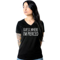 Guess Where I'm Pierced Black Tapered V-Neck Tee Shirt