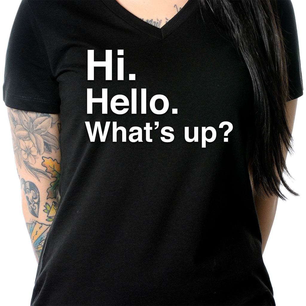 Hi. Hello. What's up? Tapered V-Neck Tee Shirt