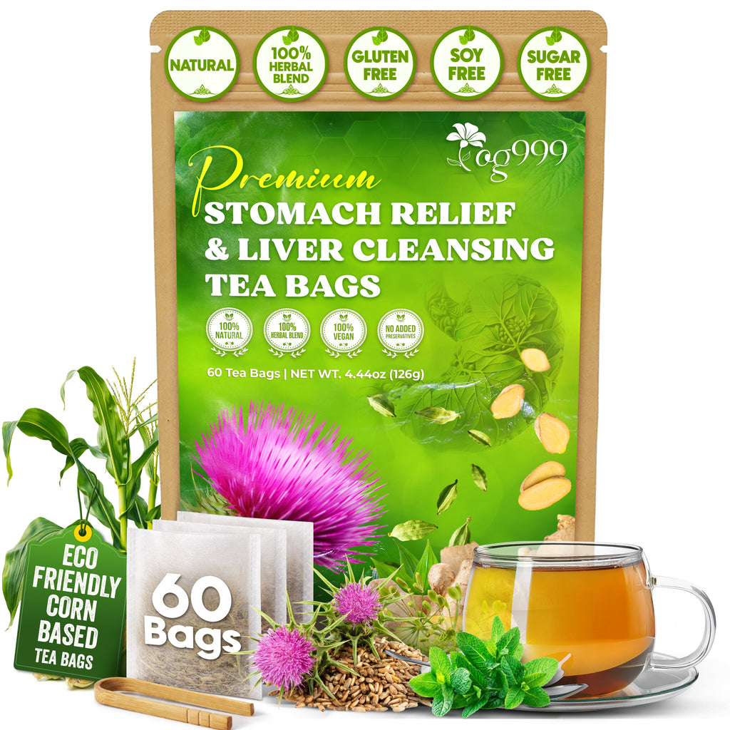 Premium Stomach & Liver Herbal Tea | Milk Thistle Seed, Ginger, Fennel, Peppermint & Licorice