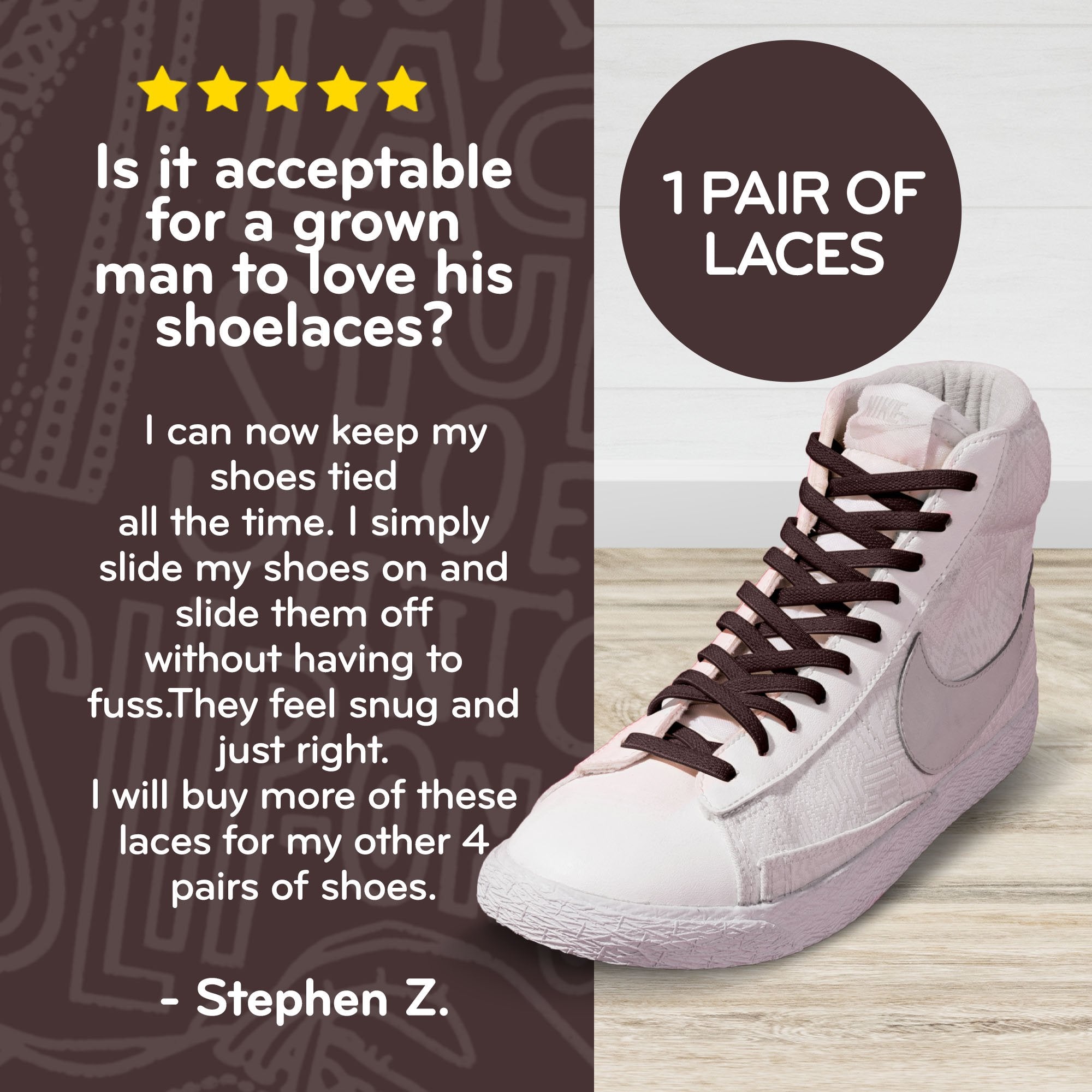Dark Brown Flat Elastic Stretch Shoe Laces