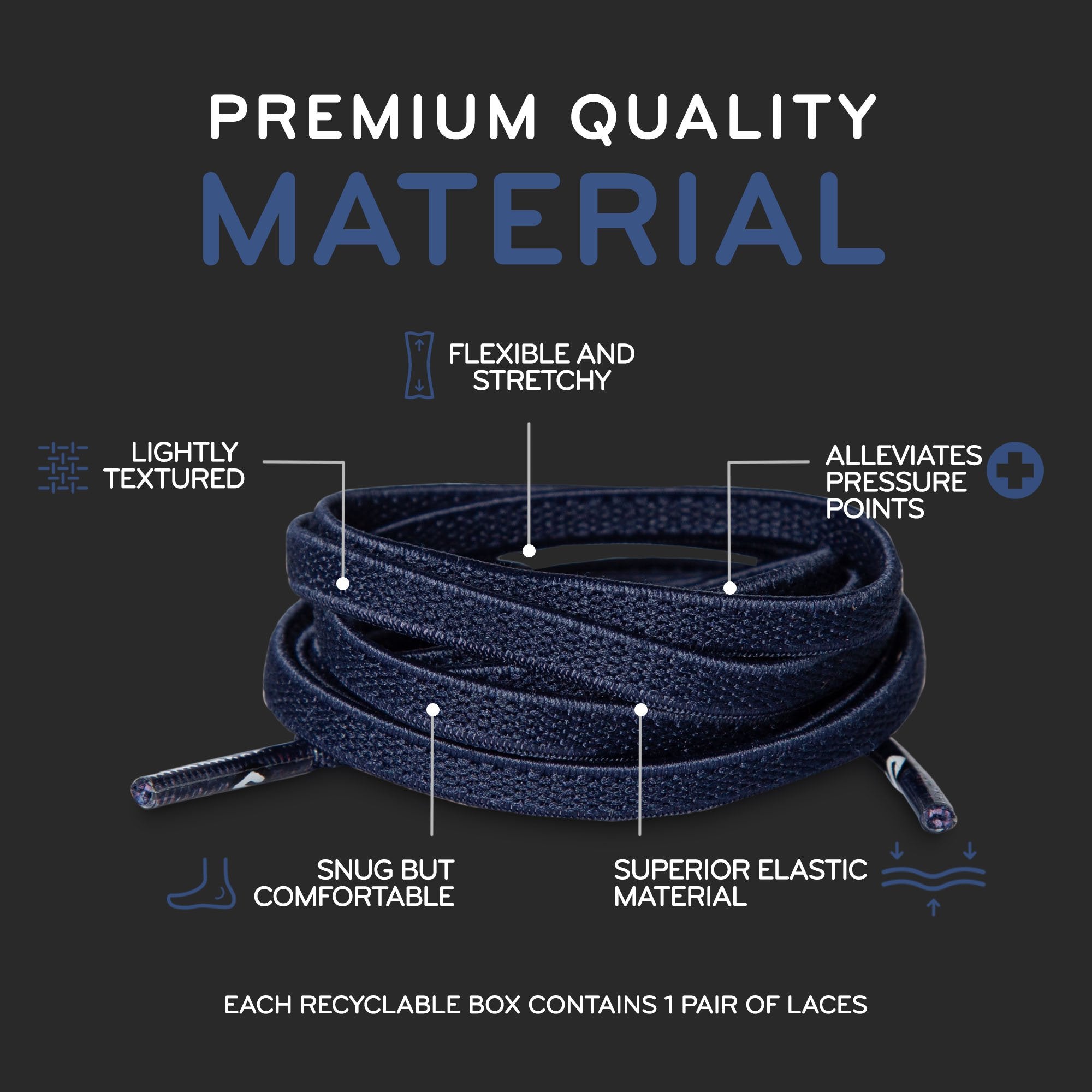 Navy Flat Elastic Stretch Shoe Laces