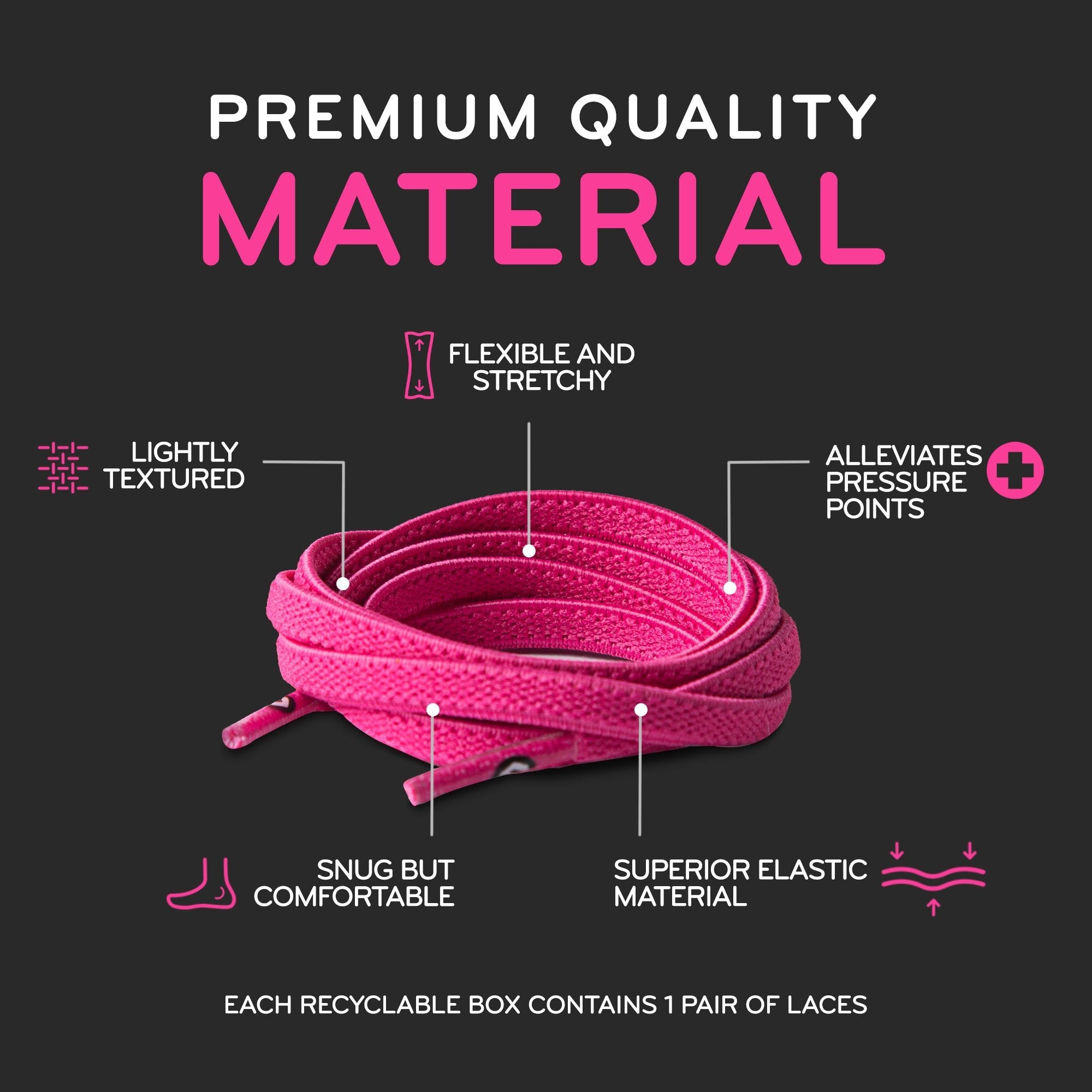 Neon Pink Flat Elastic Stretch Shoe Laces