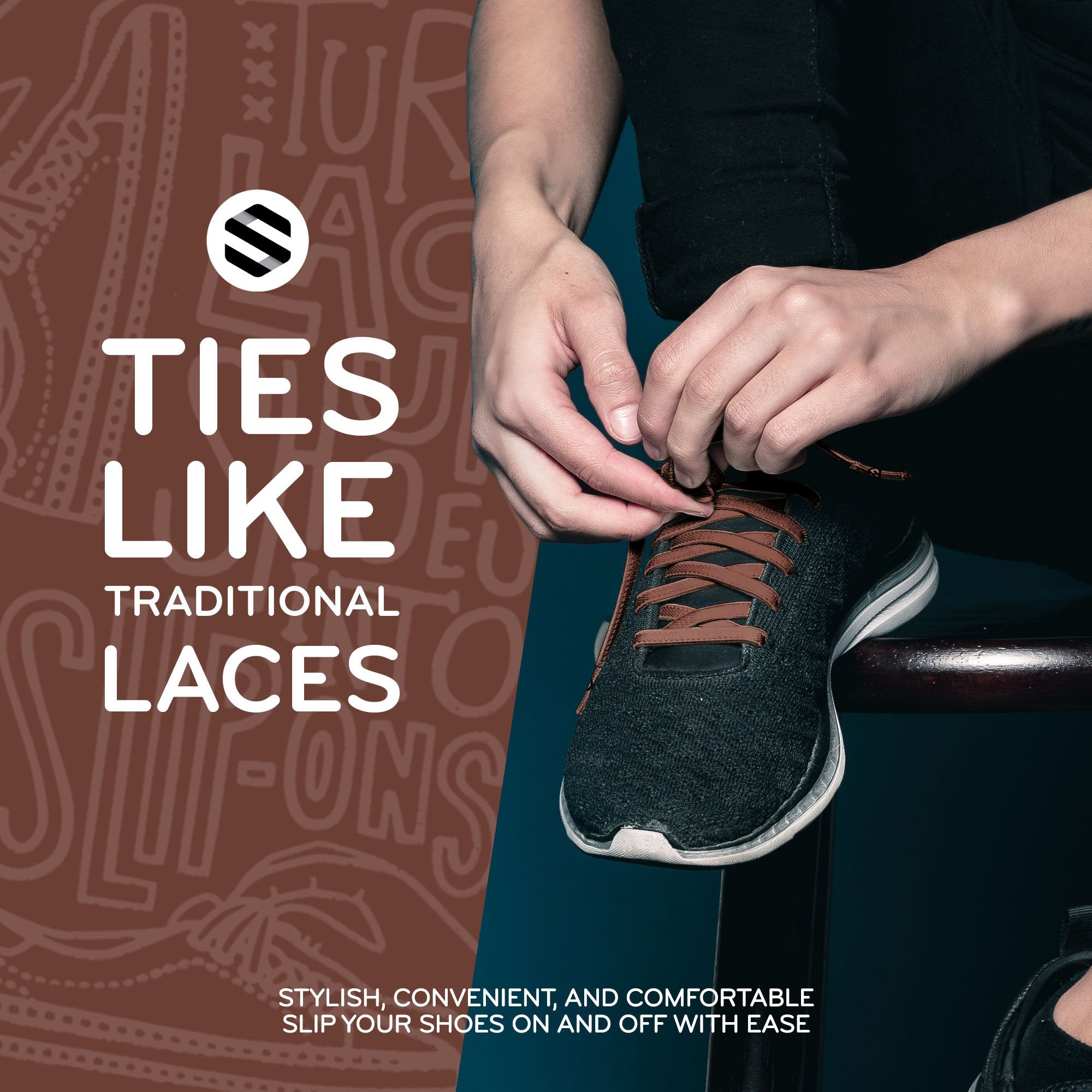 Brown Flat Elastic Stretch Shoe Laces