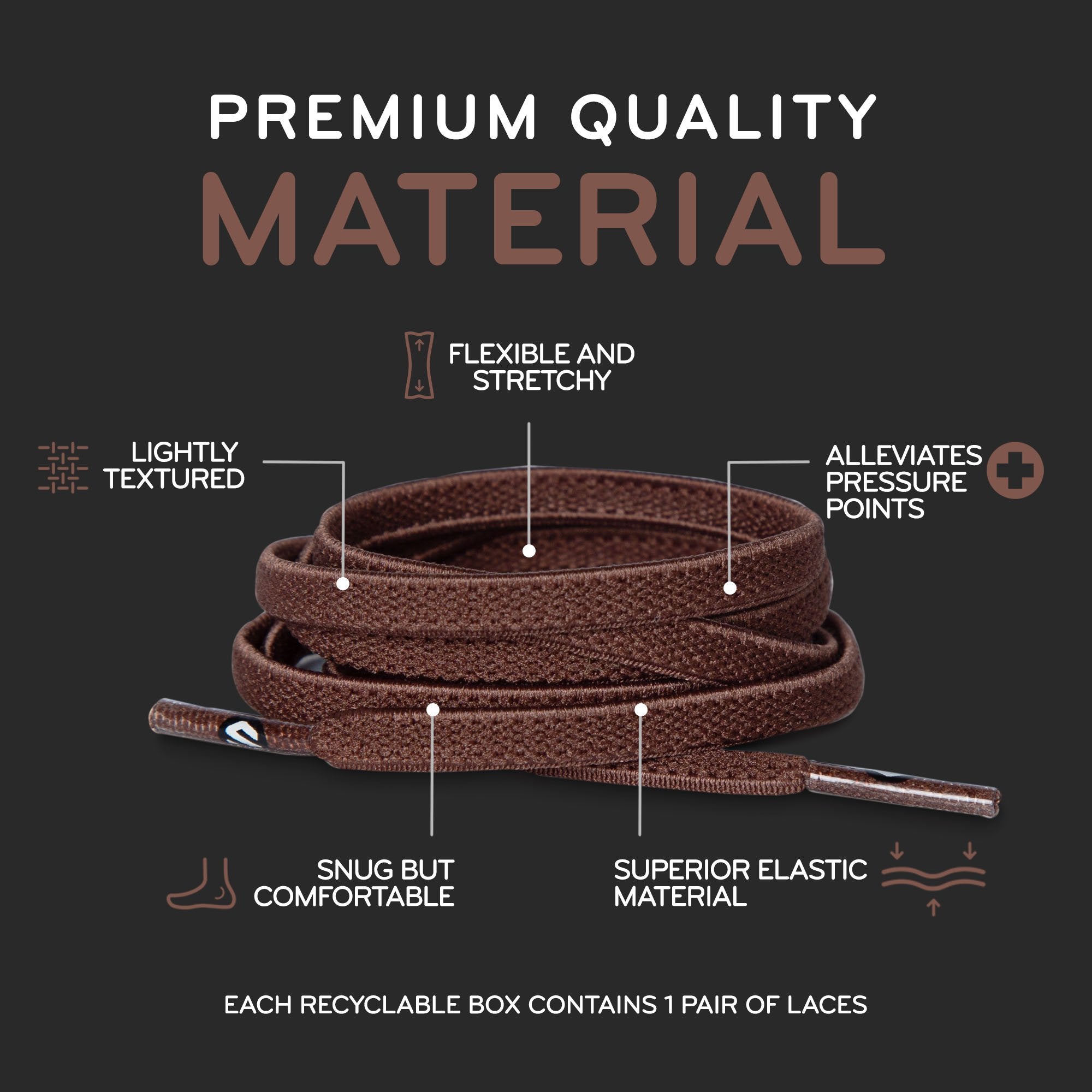 Brown Flat Elastic Stretch Shoe Laces
