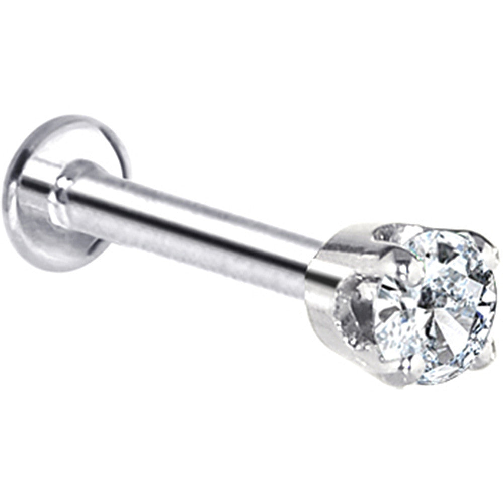 16G Solid 14K White Gold 3mm Cubic Zirconia Tragus Earring Stud