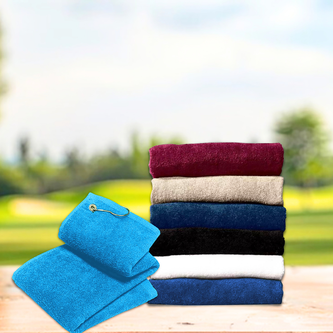 Medium Diamond Velour Golf Towel: Corner Grommet & Hook Pack of 4