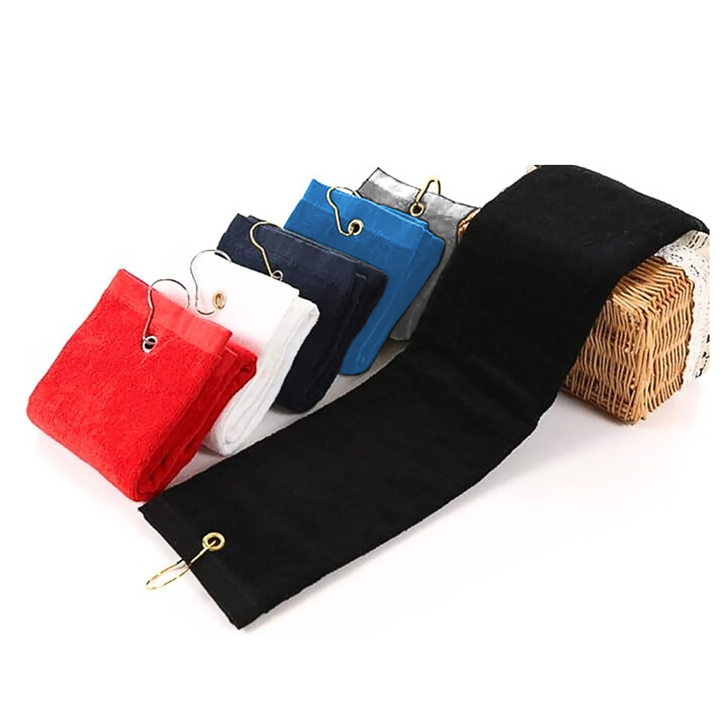 Tri-Fold Diamond Velour Golf Towel: Grommet & Hook Pack of 3