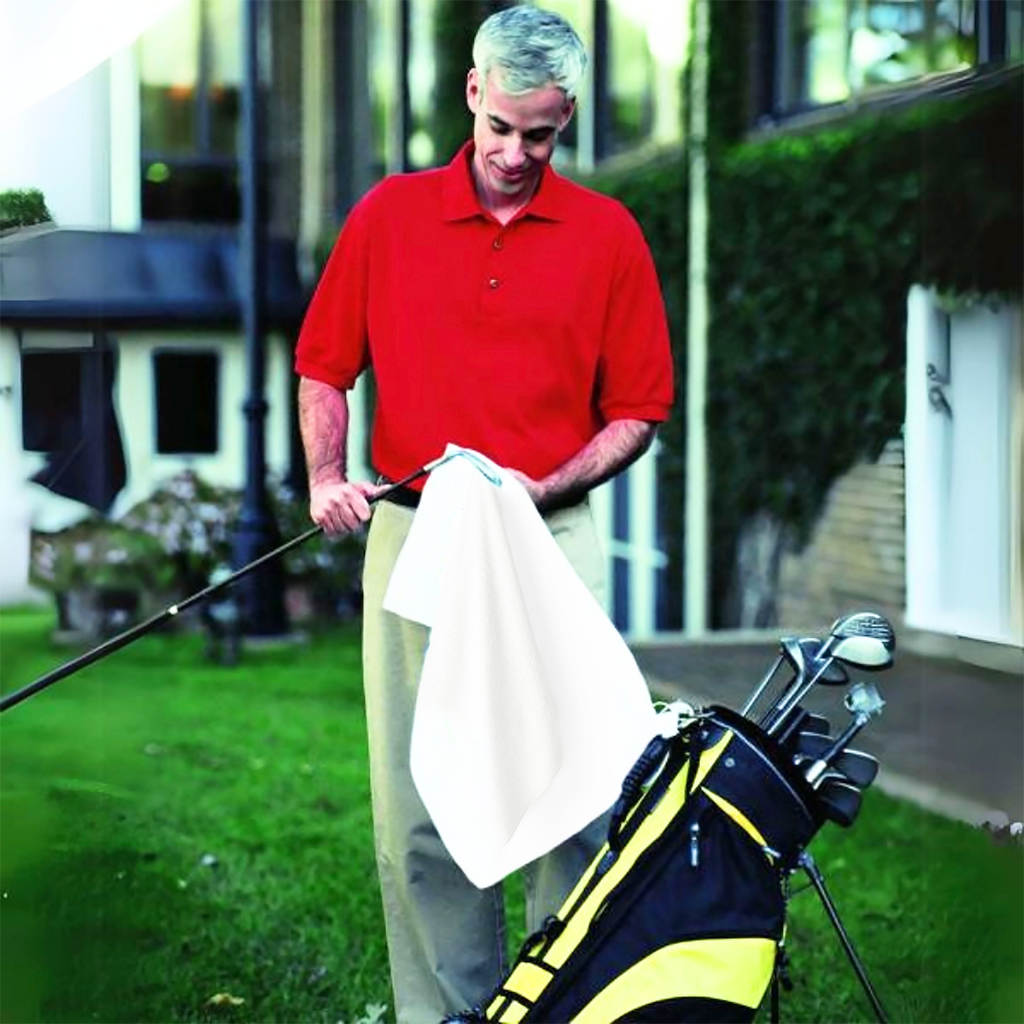 Platinum Velour Golf Towel Corner Grommet & Hook Pack of 3