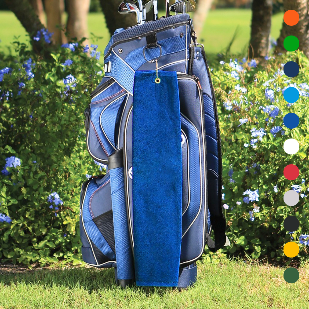 Tri-Fold Platinum Velour Golf Towel: Grommet & Hook - Pack of 3