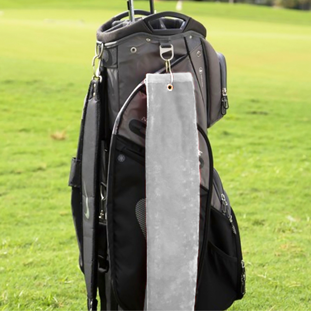 Tri-Fold Platinum Velour Golf Towel: Grommet & Hook - Pack of 3