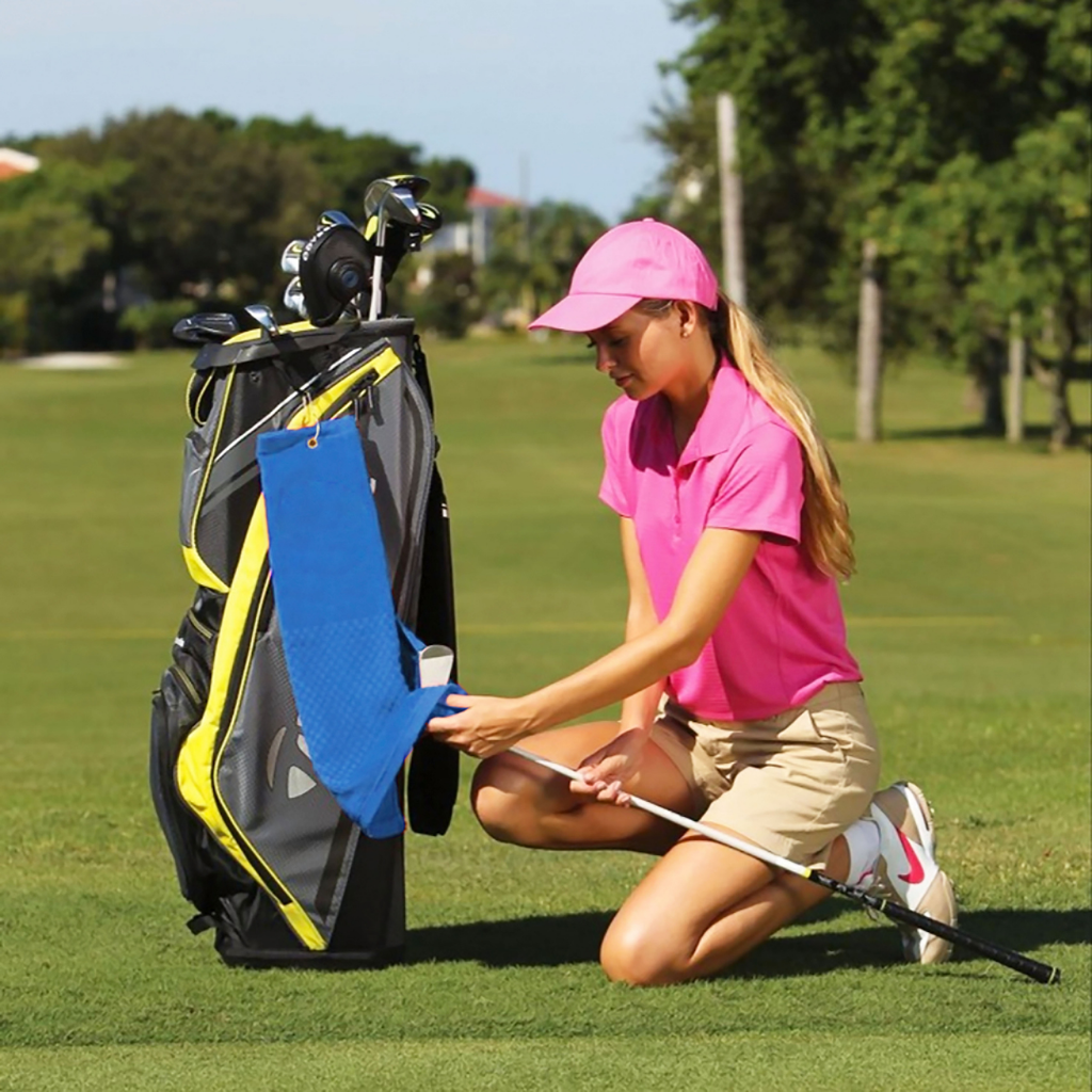 Tri-Fold Platinum Velour Golf Towel: Grommet & Hook - Pack of 3