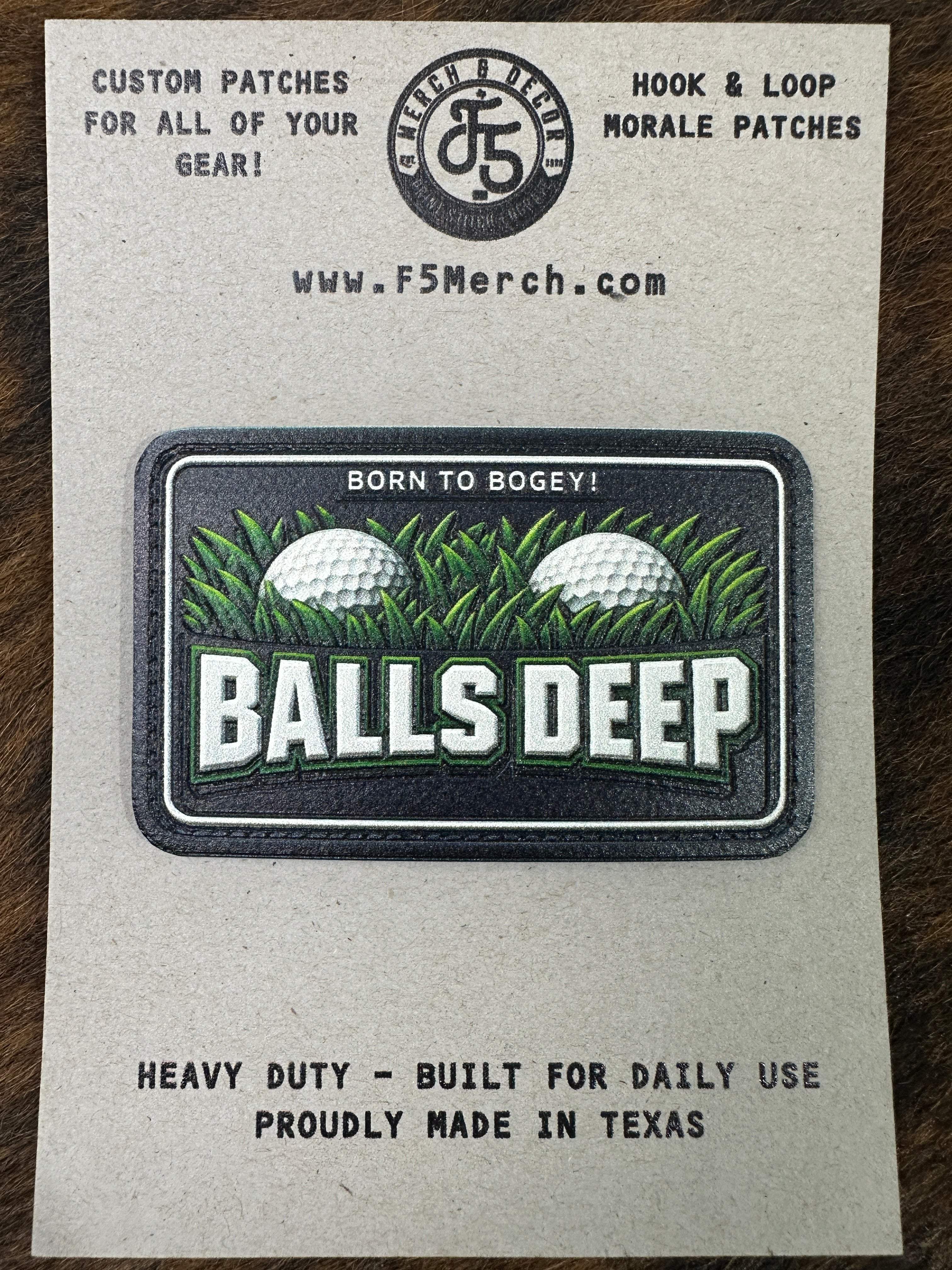 Custom UV Printed Patch Funny Golf Patch Balls Deep - Boorn to Bogey- Durable, Customizable Full Color Designs