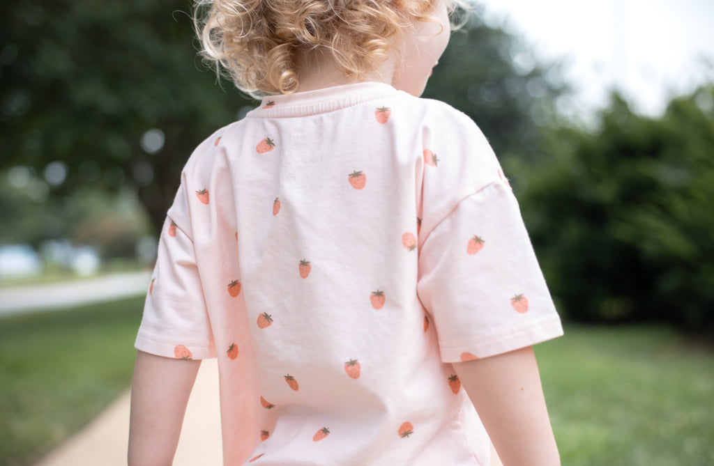 Organic Cotton Strawberry Print Shorts Set