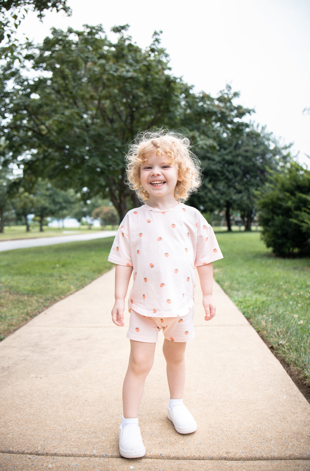 Organic Cotton Strawberry Print Shorts Set