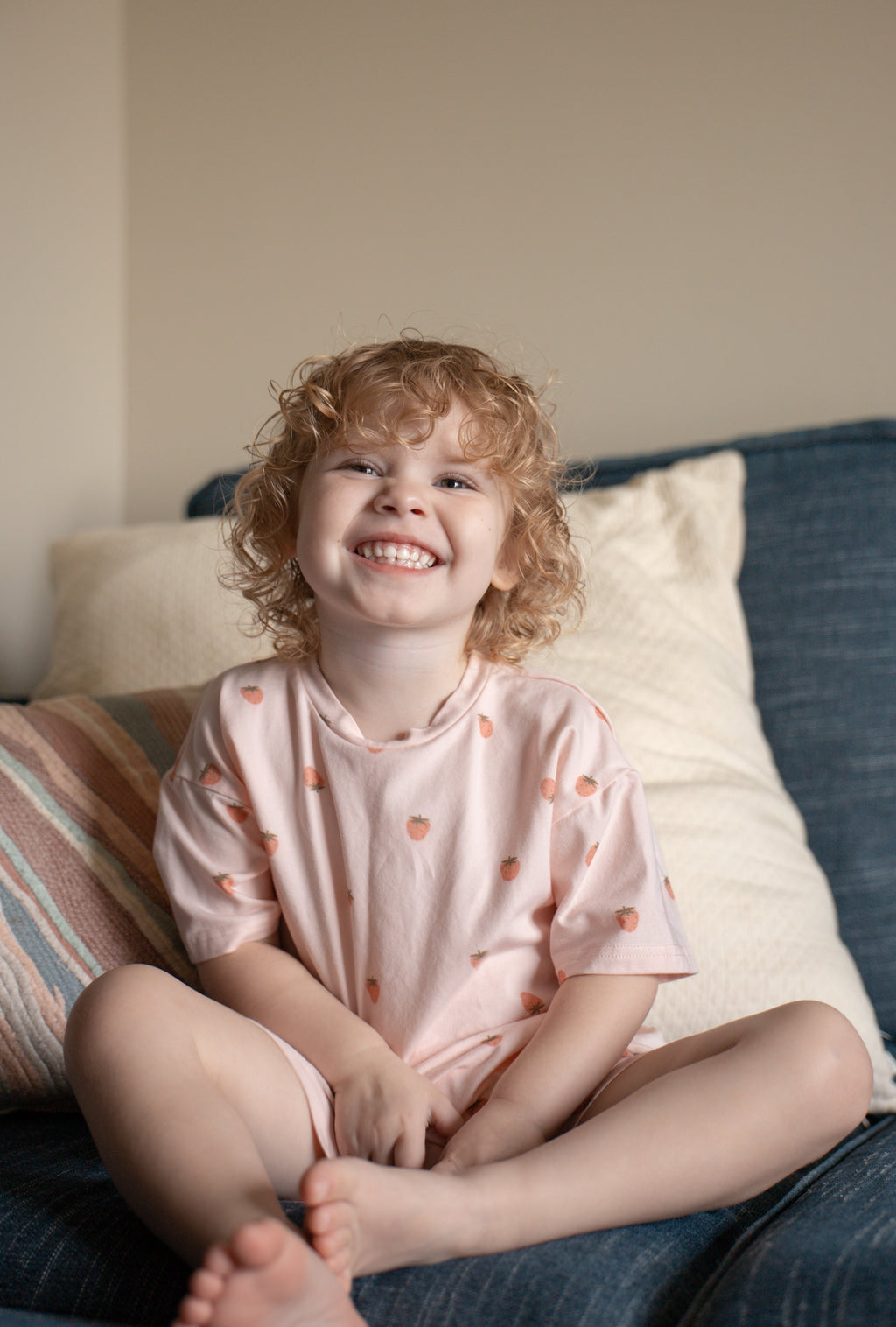 Organic Cotton Strawberry Print Shorts Set