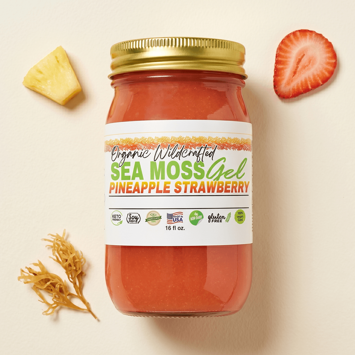 Sea Moss Gel - Strawberry Pineapple Flavor 16oz