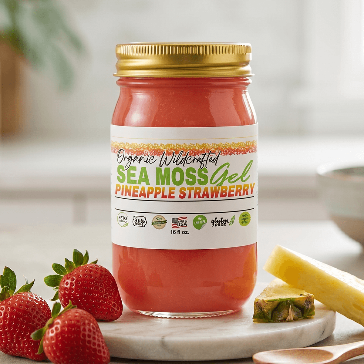 Sea Moss Gel - Strawberry Pineapple Flavor 16oz