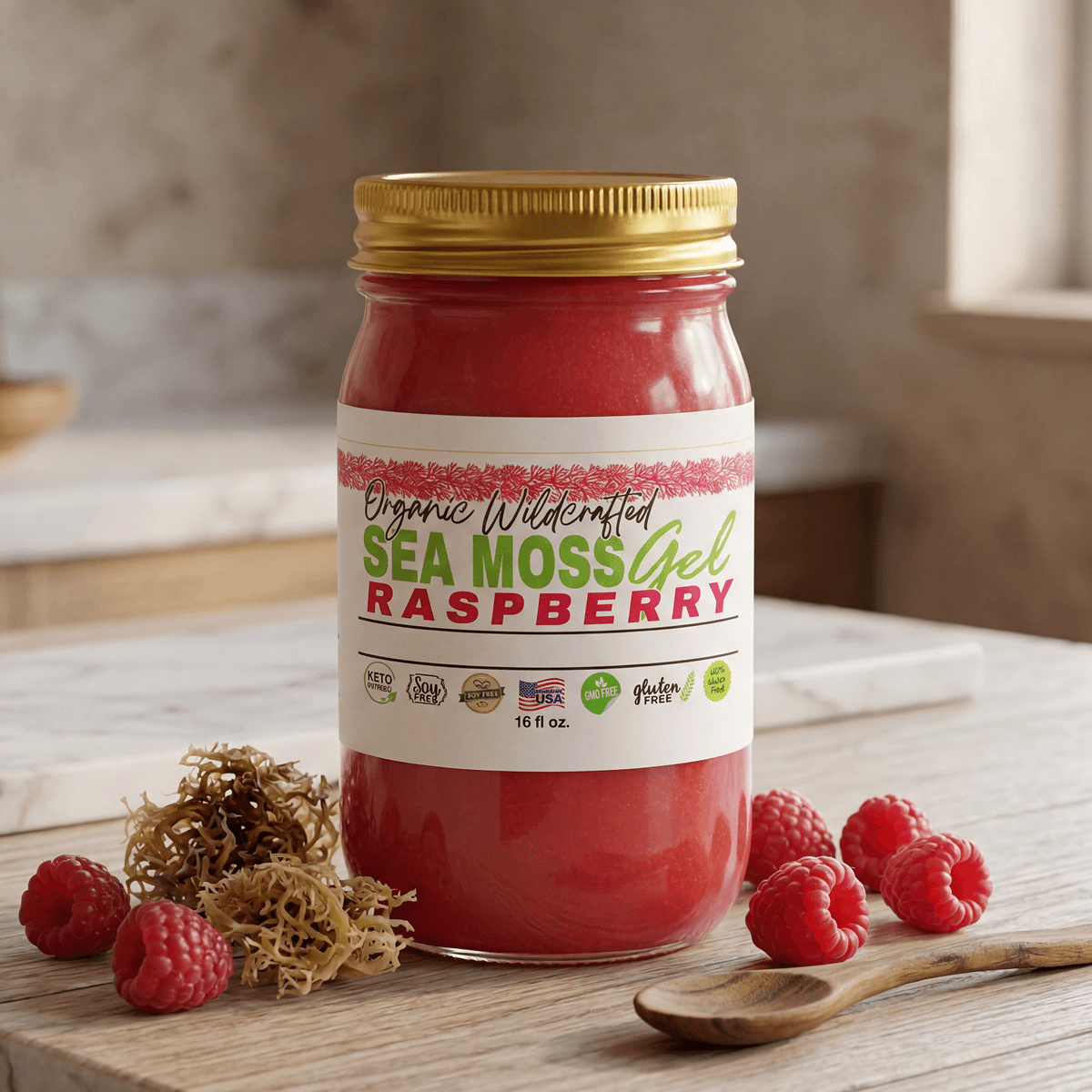 Sea Moss Gel - Raspberry Flavor 16oz